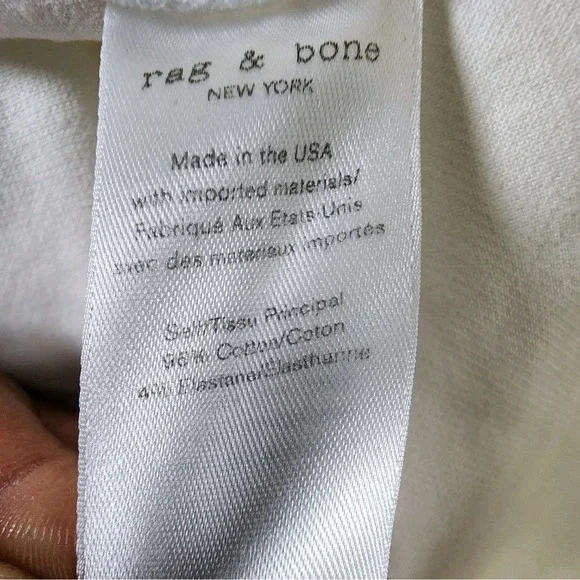 Rag & Bone Womens White Cotton Mid Rise Zip Back Straight Leg Pants Size2(24x26) - Picture 6 of 10